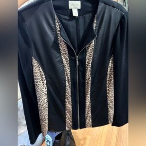 Chico's Black Jacket with Leopard Accents- size 1